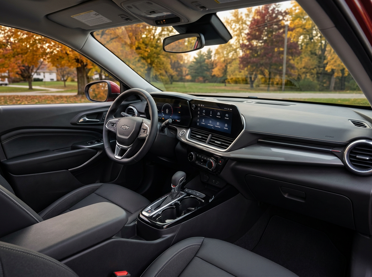 Modern Chevrolet car interior featuring a digital dashboard, infotainment screen, and steering wheel. (Representative image for illustration purposes only. Actual vehicle may vary based on trim and configuration.)
