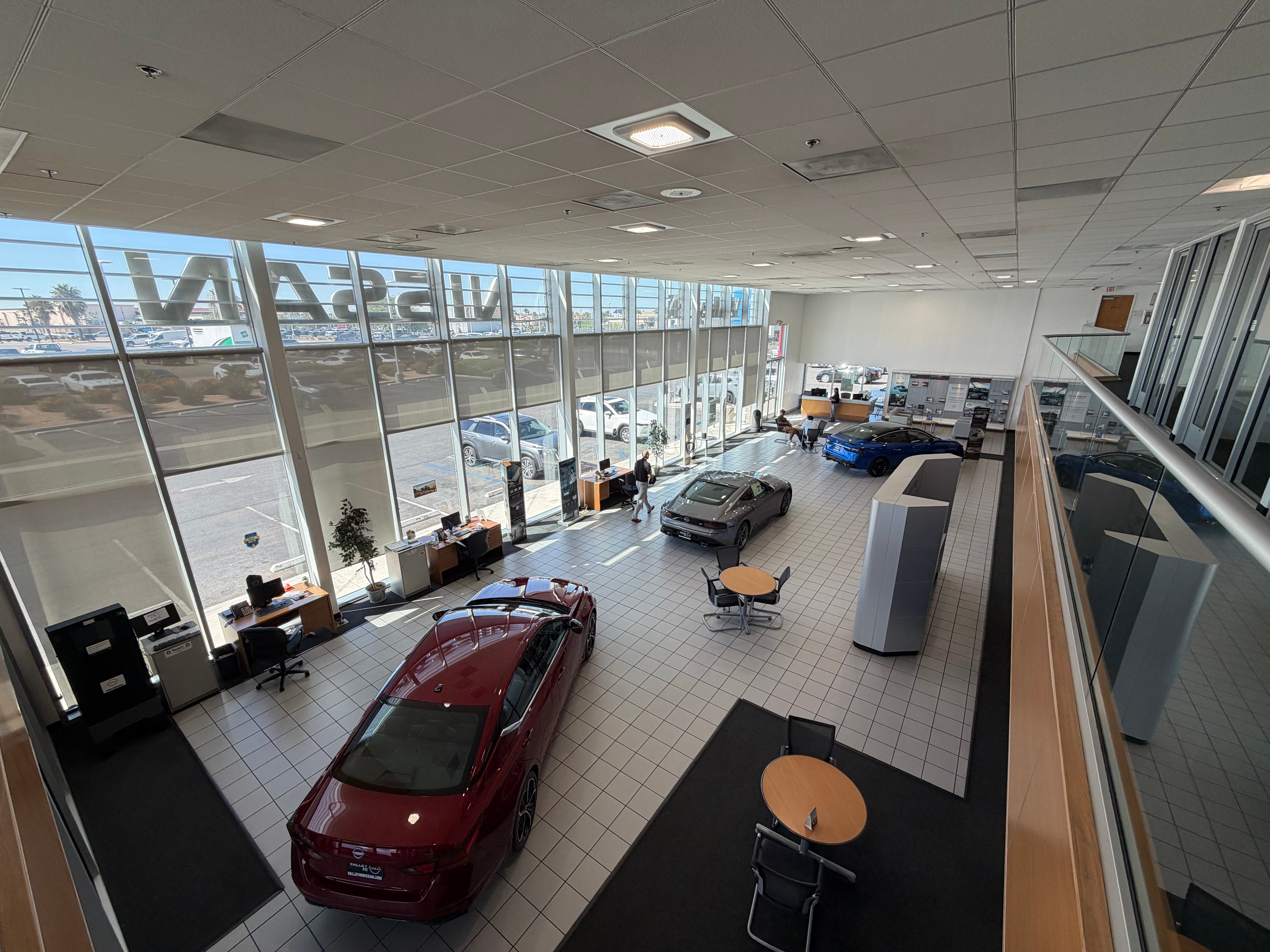 overhead view of the nissan showroom