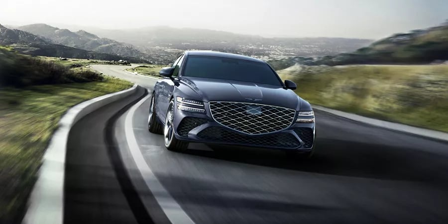 Exterior profile of a Genesis G80 luxury sedan