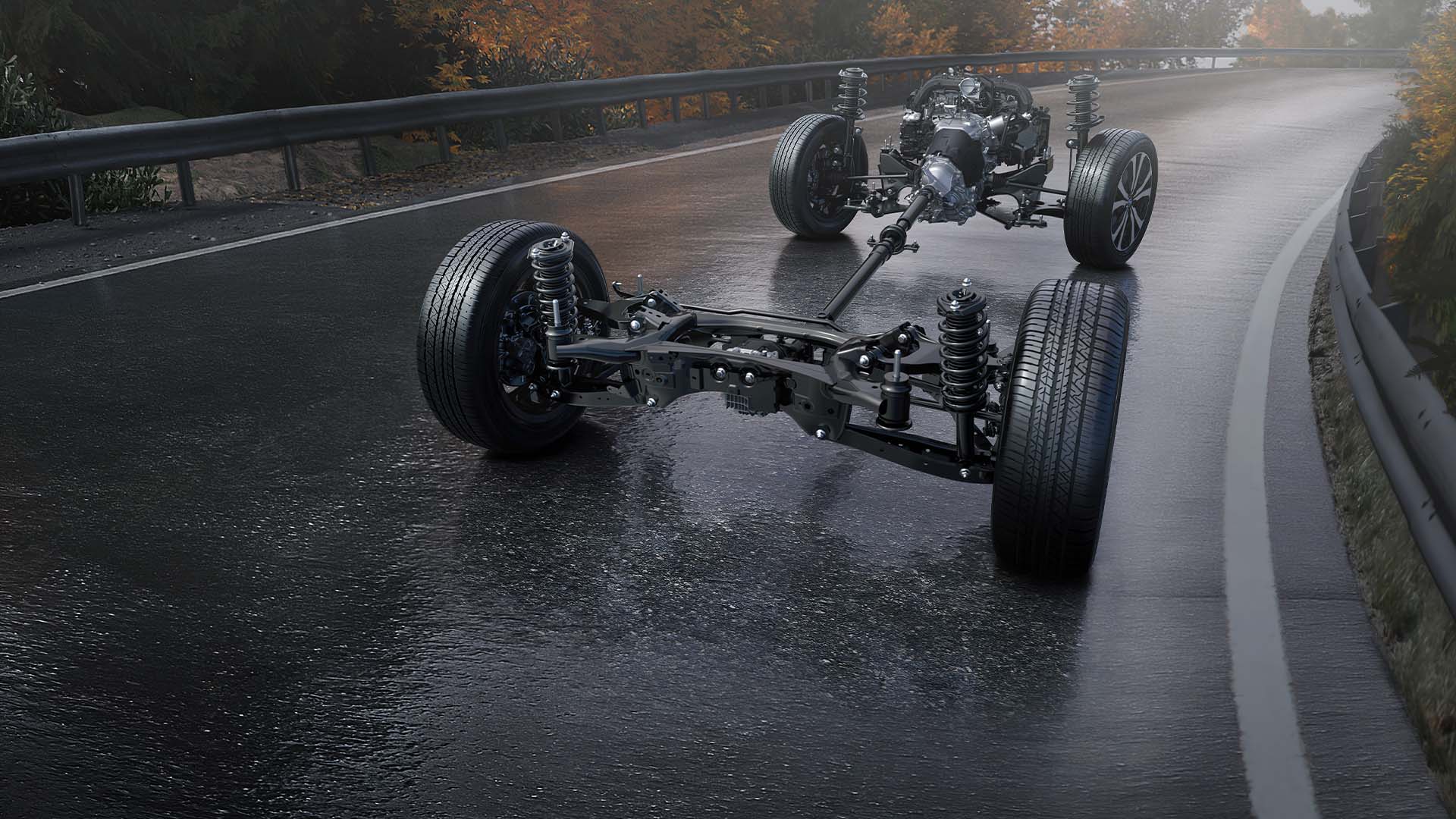 A detailed graphic highlighting the Subaru Symmetrical All-Wheel Drive drivetrain and Boxer engine placement.