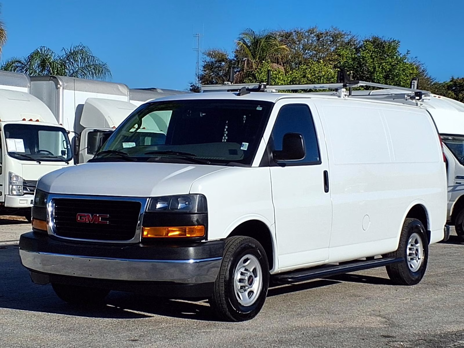 A commercial cargo van outfitted for urban delivery