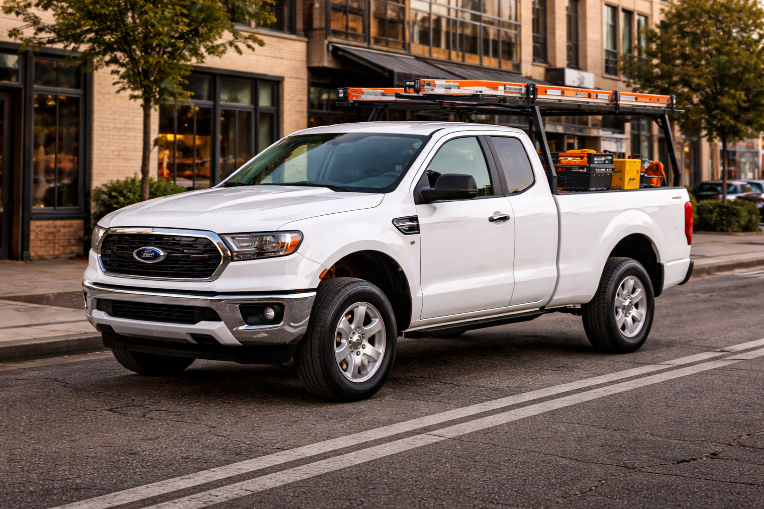 A Toyota Tacoma parked in an urban Bradenton business district