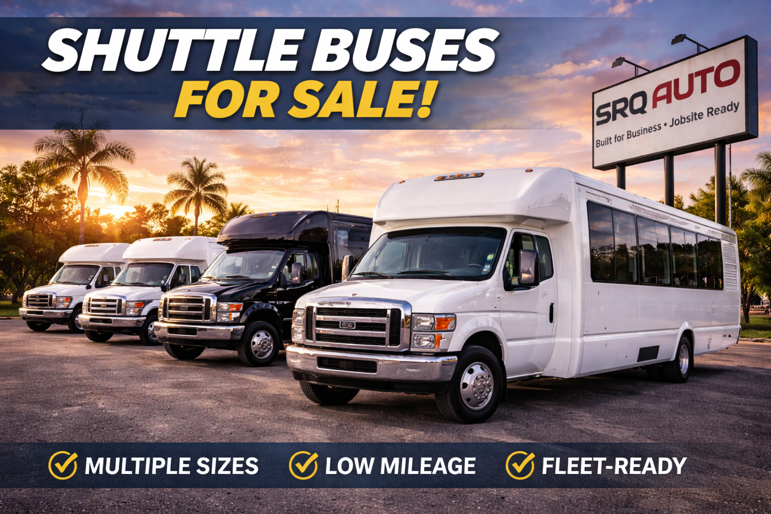 A professional white shuttle bus parked near a Florida coastal setting representing reliable group transport.