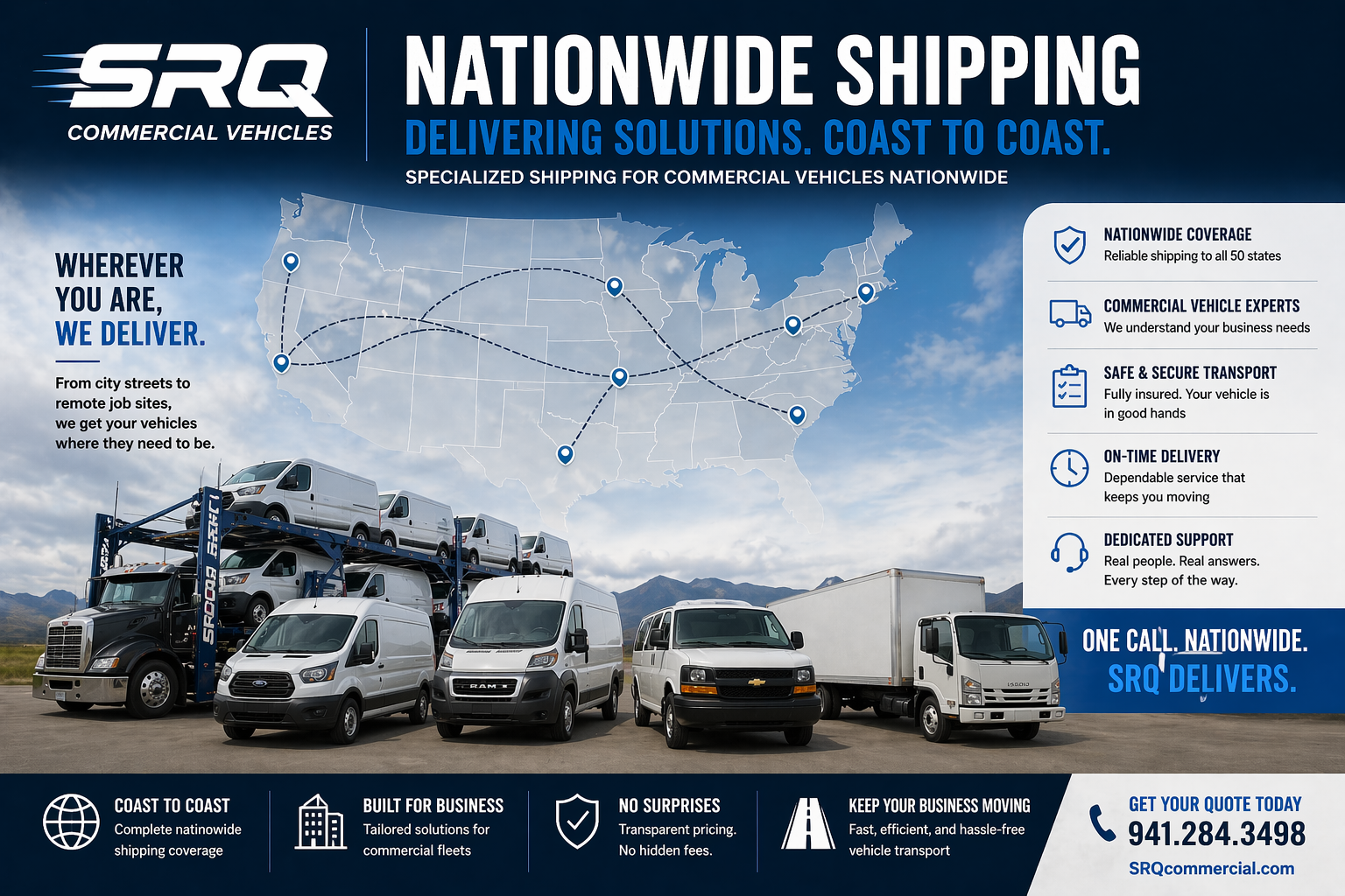 A commercial shuttle bus being loaded onto a transport truck for nationwide delivery