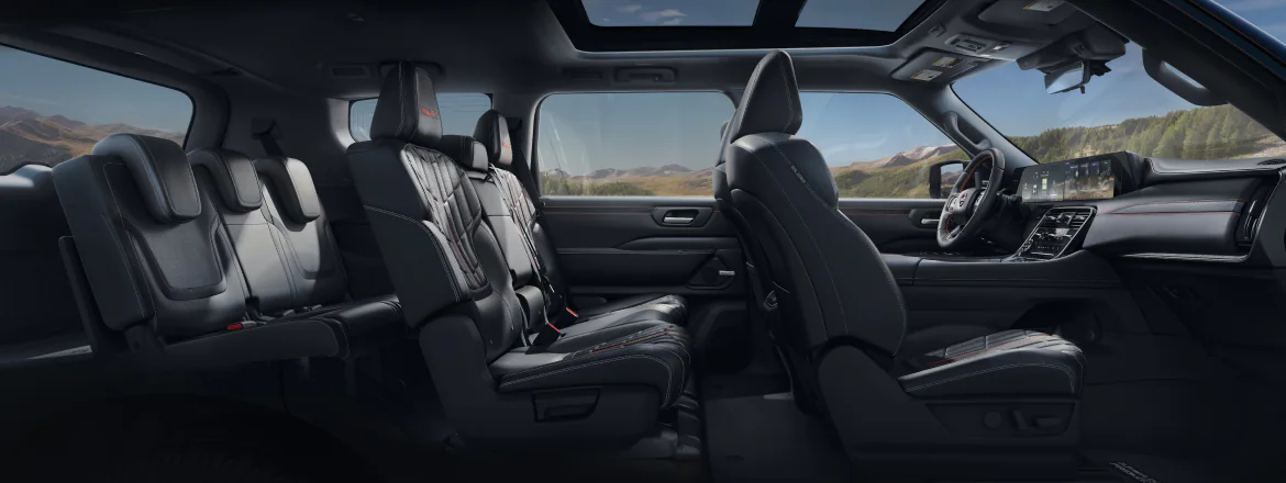 The luxury interior of the Platinum Reserve trim featuring quilted leather and wood accents