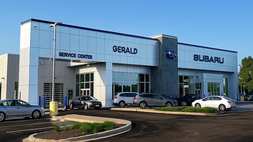The storefront of Gerald Subaru of Naperville, a trusted local dealership in Illinois.