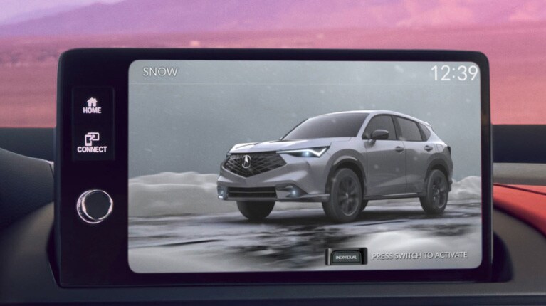 Acura ADX drive-mode display showing Snow mode