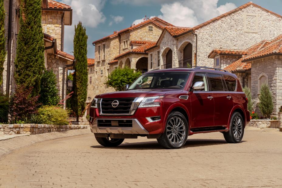 Nissan Armada exterior parked near residential buildings