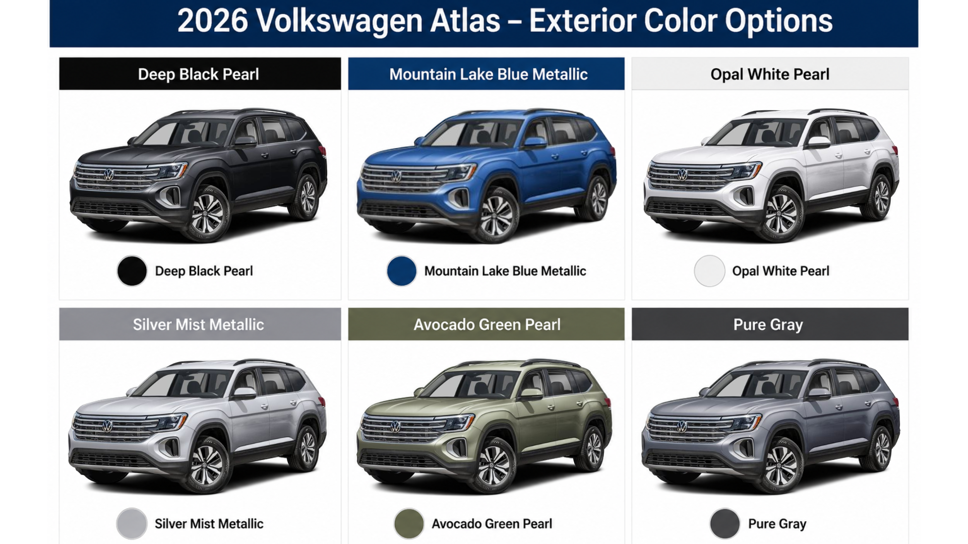 2026 VW Atlas Colors Guide | Exterior Paints, Interior Options & Peak ...