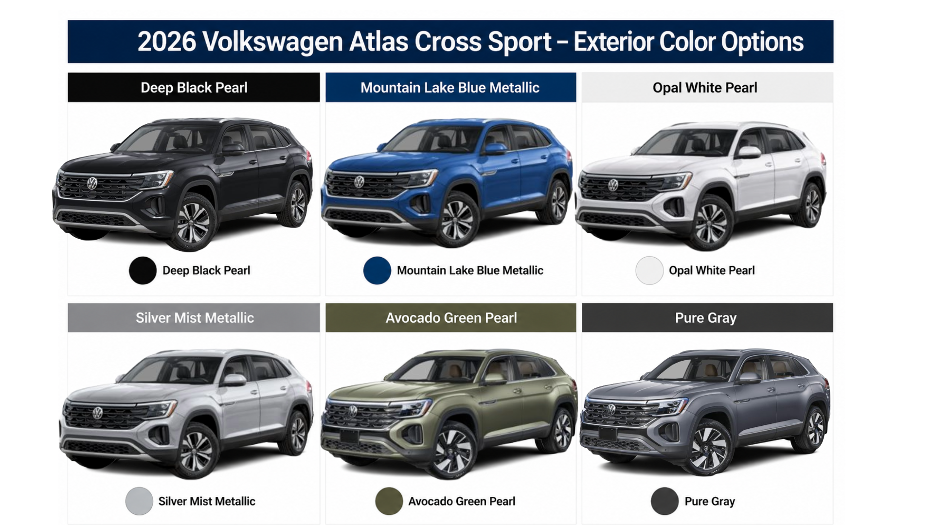 2026 Volkswagen Atlas Cross Sport Colors & Trim Options Guide