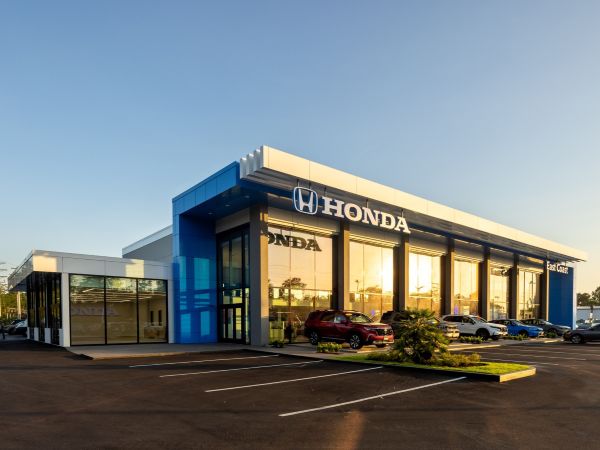 Exterior of East Coast Honda dealership in Myrtle Beach, SC.