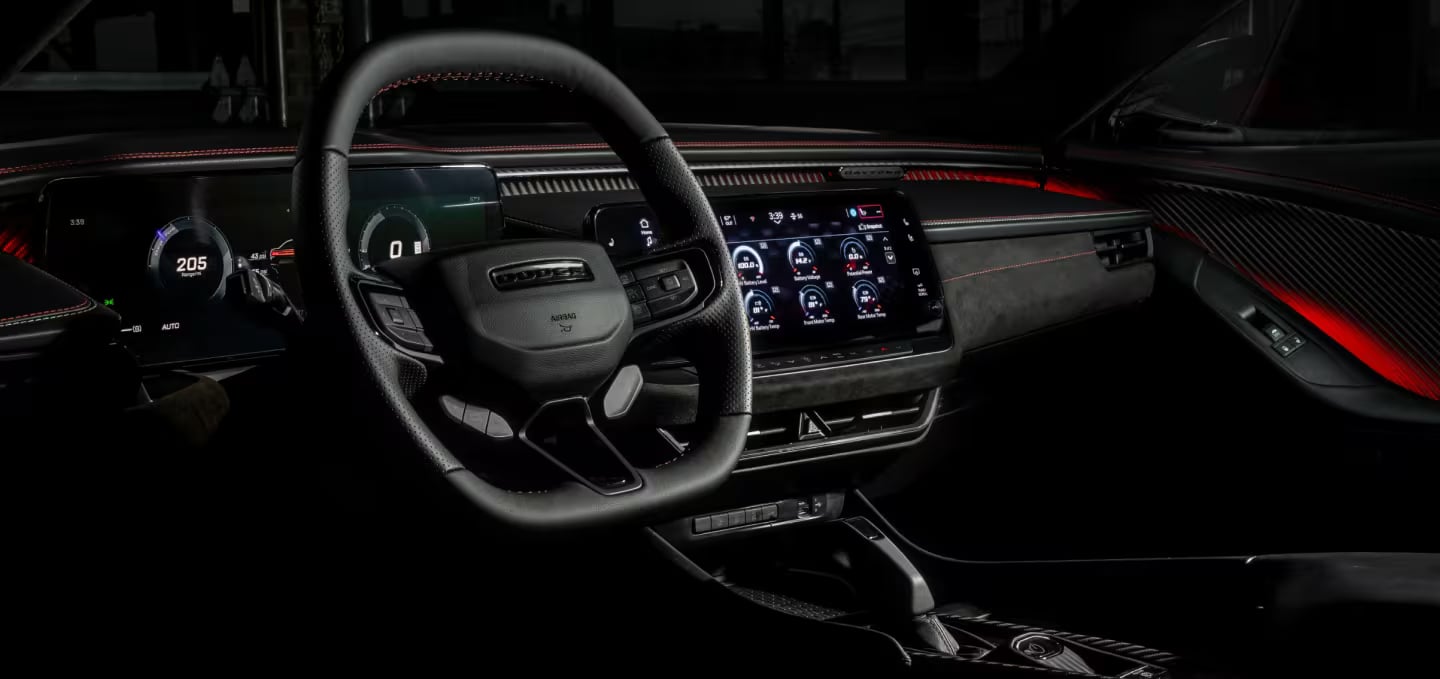 Dodge Charger interior with digital instrument cluster and center touchscreen