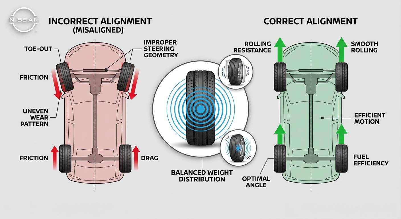 How Tire Alignment and Balancing Directly Affect Fuel Efficiency | Newton Nissan of Gallatin