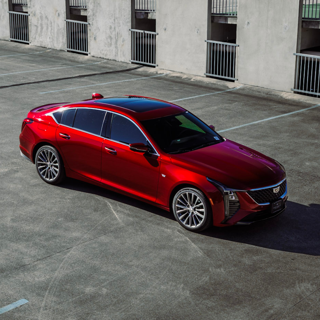 Sleek Cadillac CT5 sedan in motion