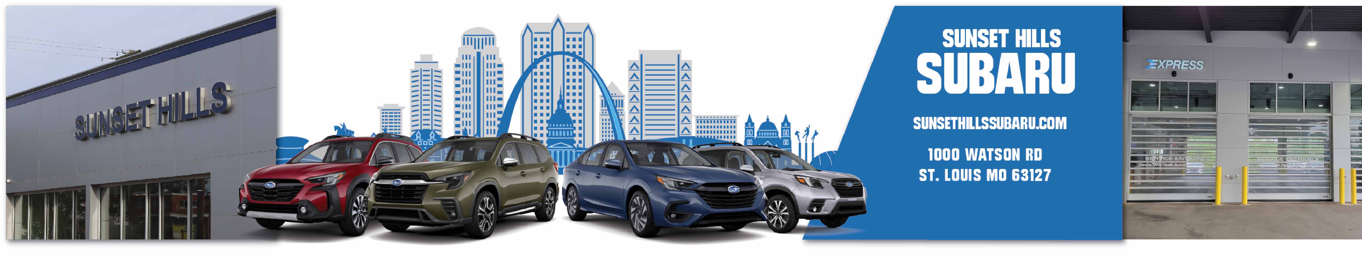 Exterior of Sunset Hills Subaru dealership on Watson Road