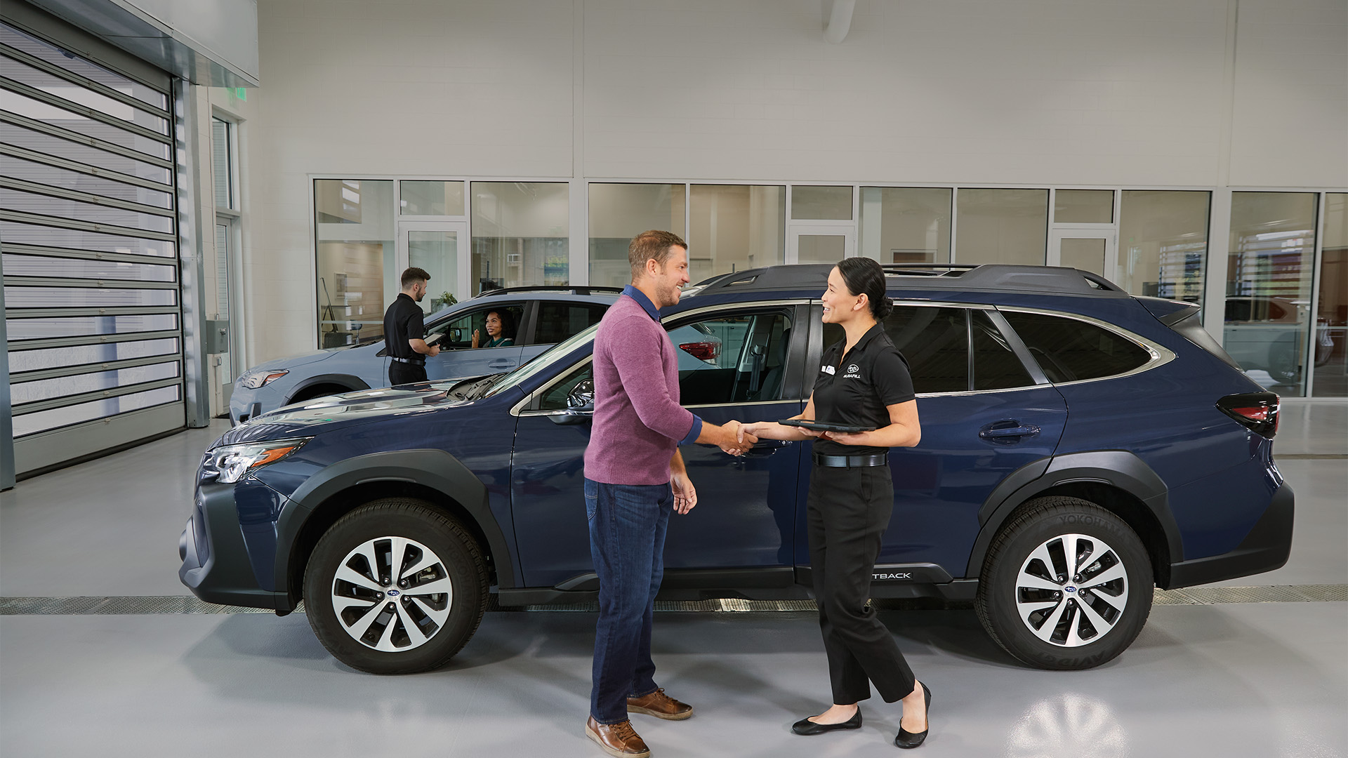 The service bay at Sunset Hills Subaru showing clean, professional work environments