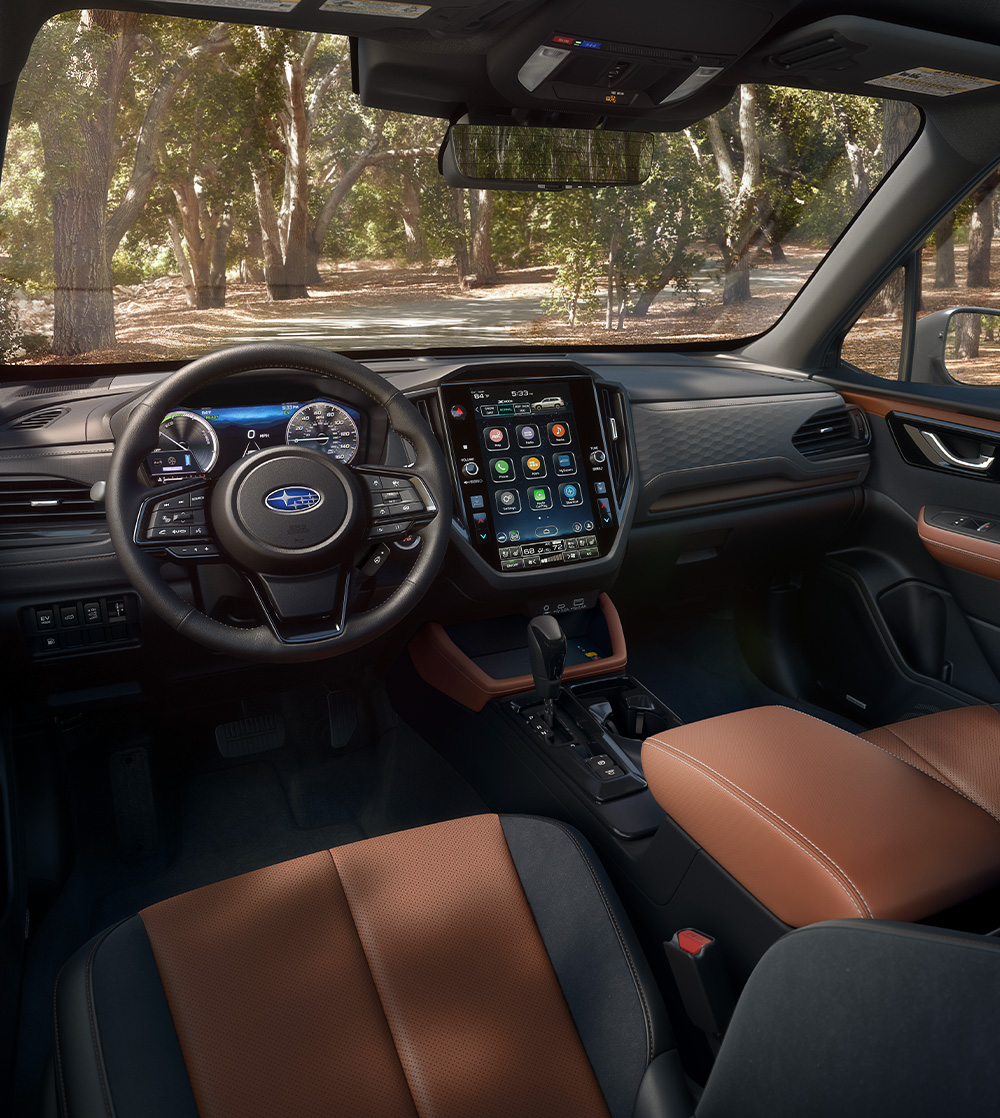 Close up of the Subaru STARLINK 11.6-inch touchscreen display in the 2026 Forester Hybrid.