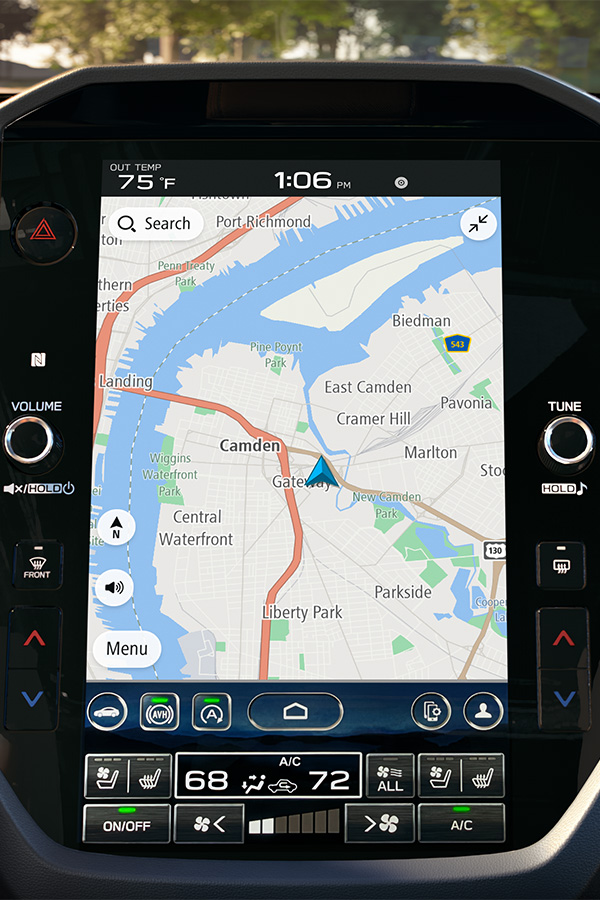 The large vertical 11.6-inch STARLINK multimedia touchscreen inside the 2026 Forester.