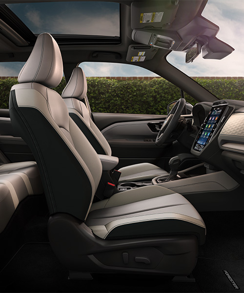 Close up view of the 2026 Subaru Forester's updated interior cabin.