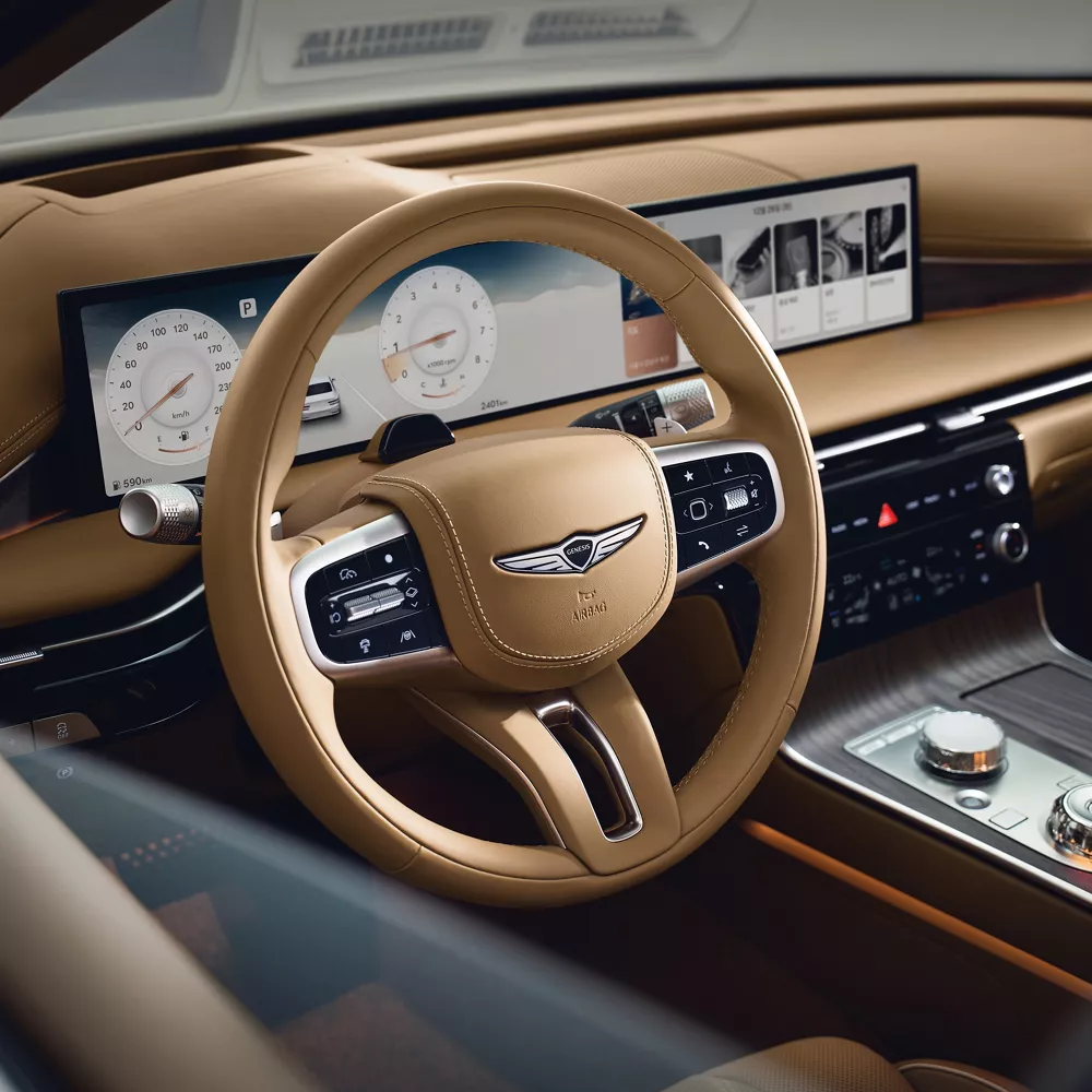 Genesis G80 luxury sedan exterior detail.