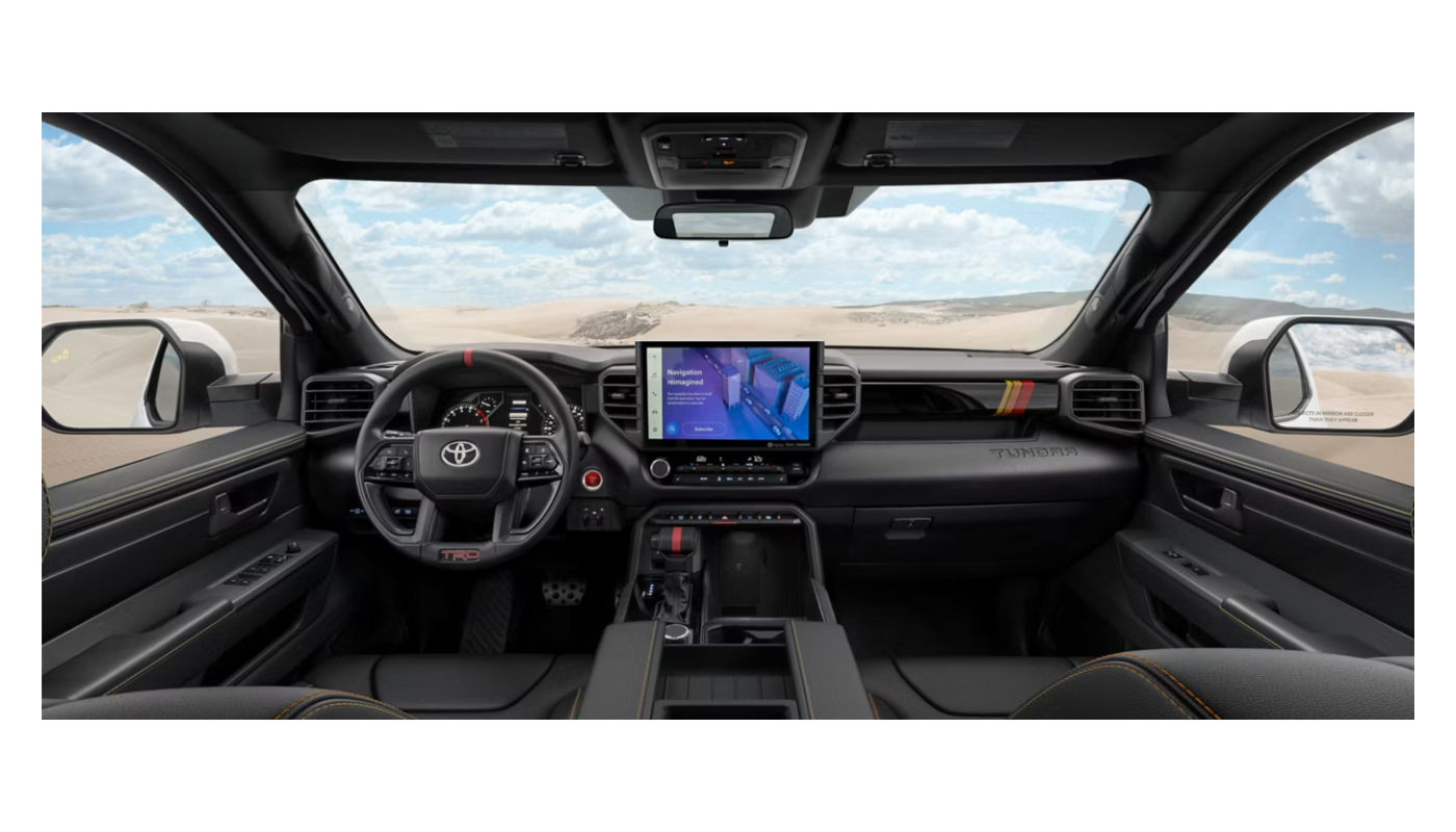 Interior view of the 2026 Toyota Tundra SR5 in a scenic Tennessee landscape